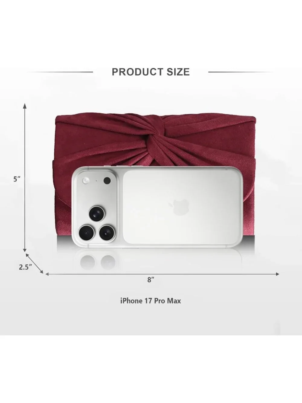 Women's Burgundy Faux Suede Pleated Bow Clutch Purse For With Strap Evening Bag
